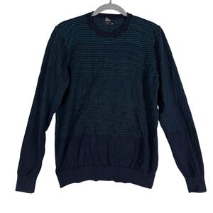 Peru Sweater Mens Medium Blue Stripe‎ Crewneck Knit Pullover Lightweight Casual